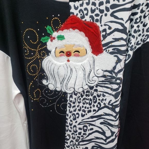 NWT BEREK Colorblock Black and White Santa Sweater - Picture 3 of 8